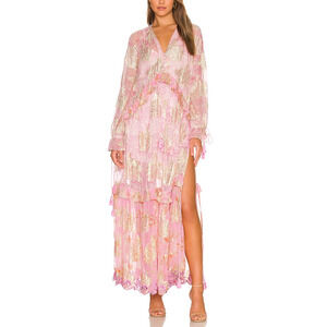 Hemant And Nandita 'Kaftan' Pink Georgette Floral Dress Size XS